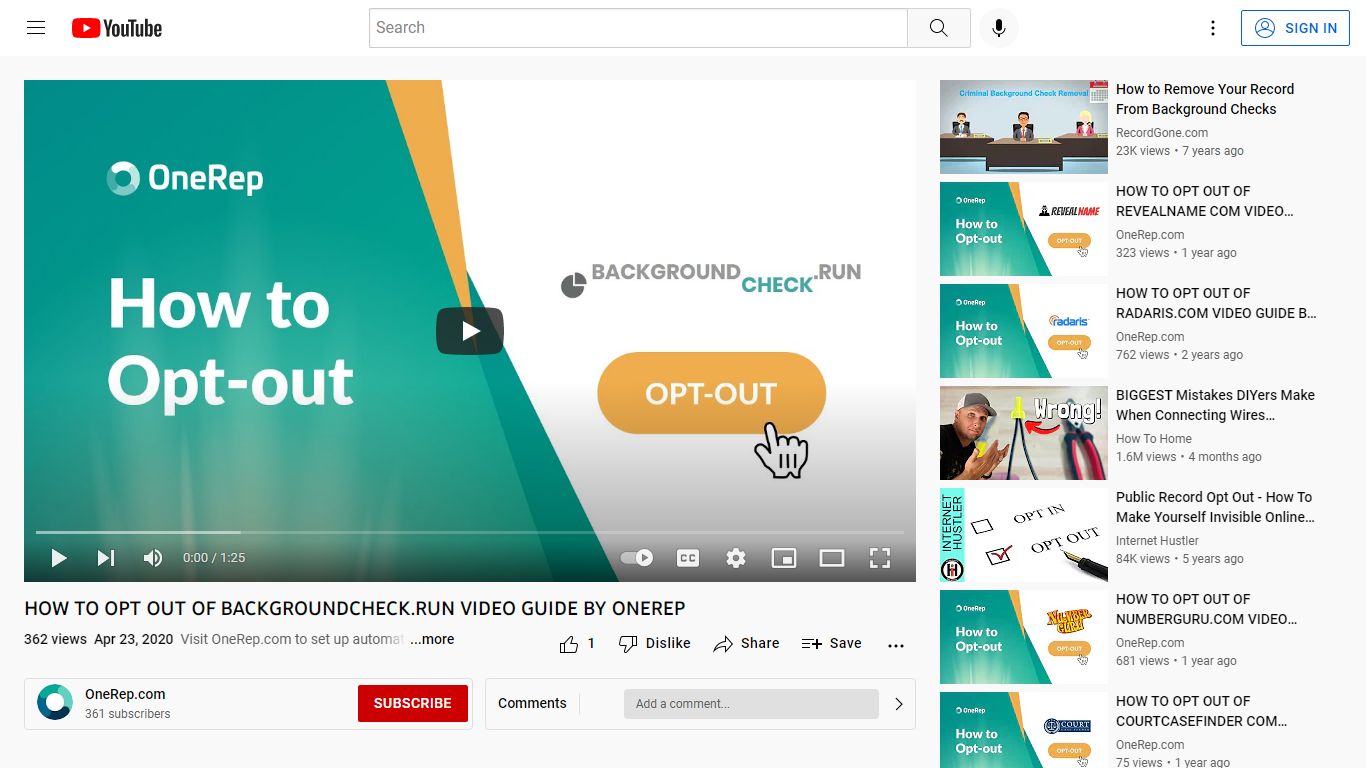 HOW TO OPT OUT OF BACKGROUNDCHECK.RUN VIDEO GUIDE BY ONEREP